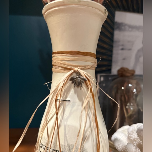 Boho/Natural Bee | Decoupaged Up-Cycled Glass | Baby Shower/Gender Reveal/Decor - Picture 2 of 5